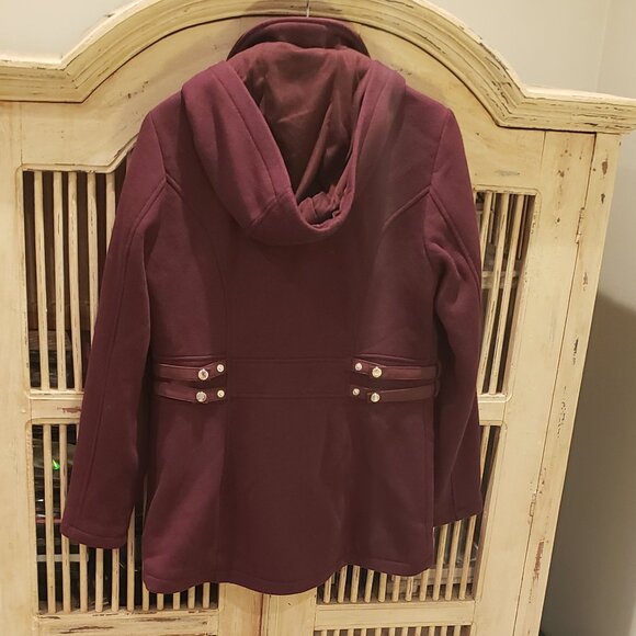 D.E.T.A.I.L.S. INT Cotton Poly Hooded Plum Colored Coat - Picture 7 of 10